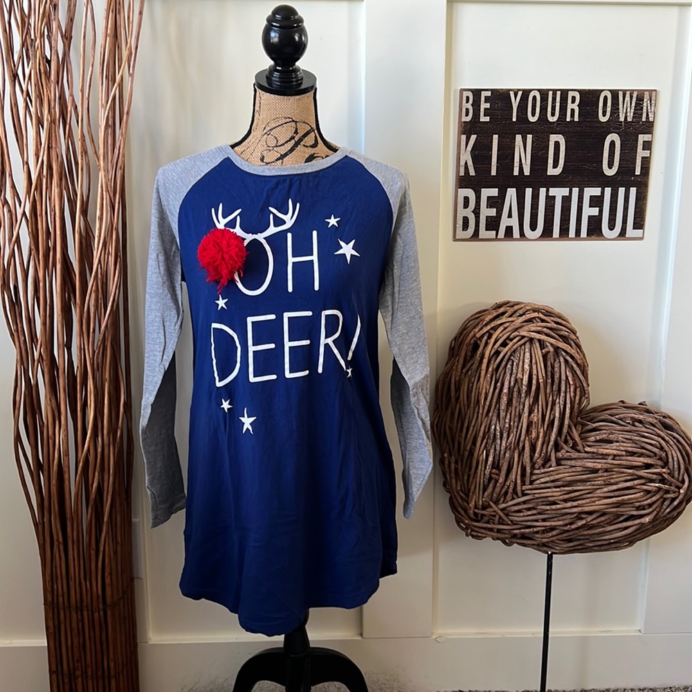 Forever 21 “Oh Deer” Blue and Gray Nightshirt